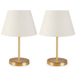 Opviq Lámparas de Mesa 2336, Juego de 2, Crema, PVC y Metal, Pantalla 22cm, Casquillo E27